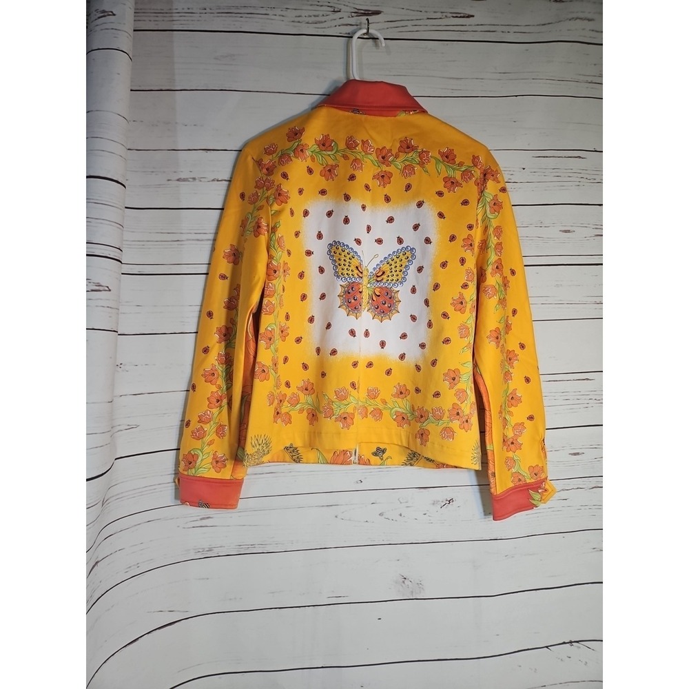 St John Sport Womens Jacket SZ Small Orange Butterfly Floral - Picture 3 of 9